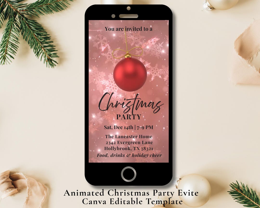 Animated Christmas Party Evite Template | Holiday Video Invitation ...