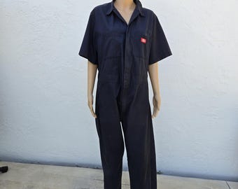 Vintage Dickies Coveralls Men's Medium Navy Blue Short