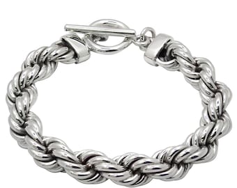 SILVER ROPE BRACELET 12mm/15mm, sterling silver hollow 925 rope bracelet, Twisted Rope Bracelet