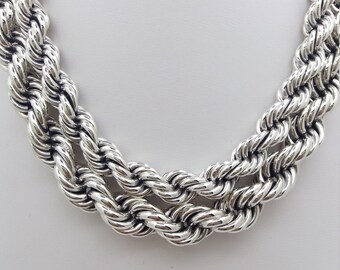 12mm or 15 mm 925 Sterling Silver Rope Chain HEAVY ROPE CHAIN 12mm wide 15 mm wide