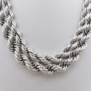 12mm / 15 mm SOLID 925  Sterling Silver Rope Chain, HEAVY ROPE chain, 12mm wide/15 mm wide