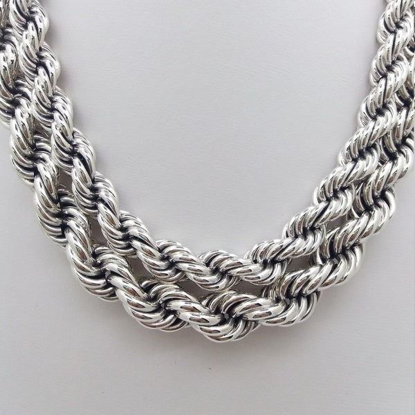 12mm or 15 mm 925 Sterling Silver Rope Chain, HEAVY ROPE CHAIN, 12mm wide/15 mm wide