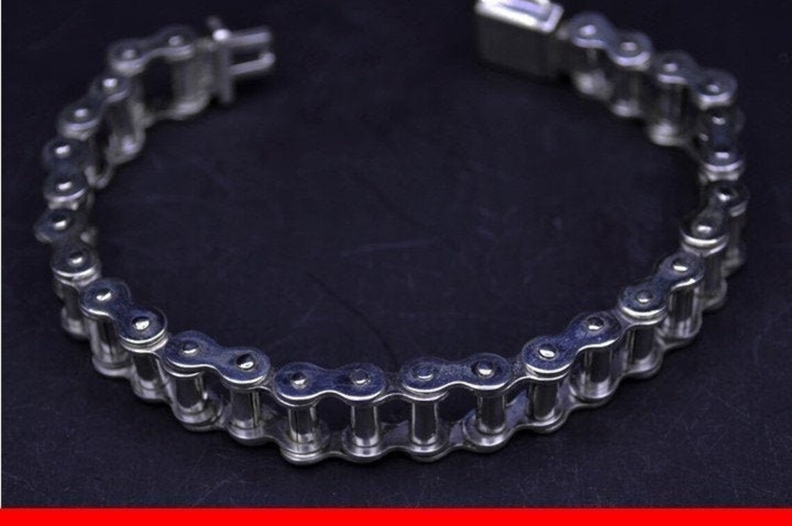 Silver MOTORCYCLE CHAIN BRACELET Motorcycle bracelet biker Etsy