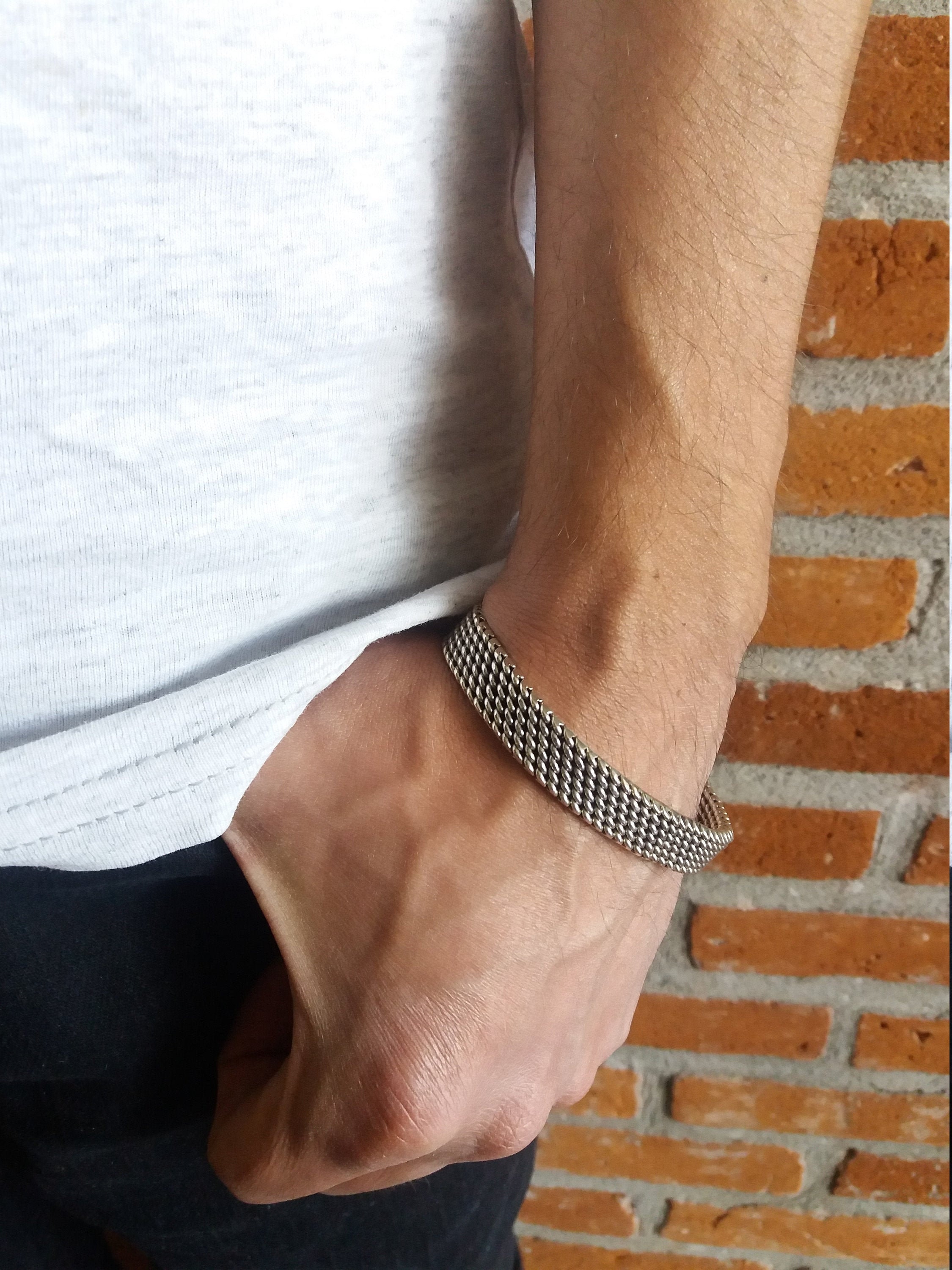 925 STERLING SILVER Men's Bracelet, Men's Silver Snake 925 STERLING SILVER Men's Bracelet, Men's Silver Snake