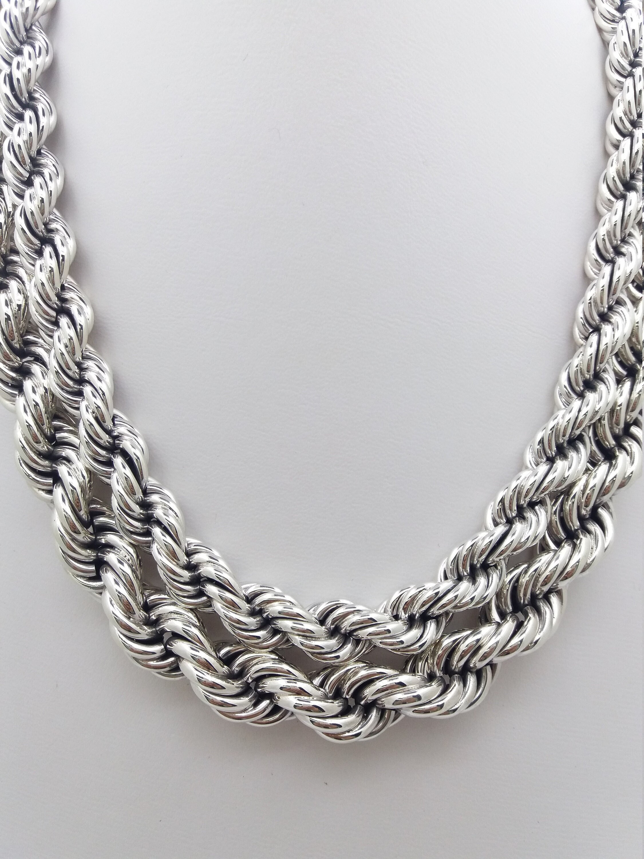 12mm silver rope chain deals