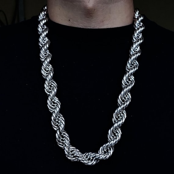 Sterling silver rope chain 20mm deals