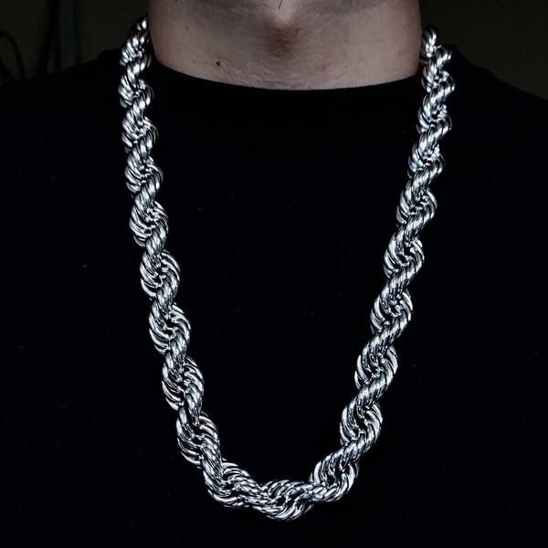 17mm / 20mm Sterling Silver 925 Rope Chain, HEAVY ROPE CHAIN