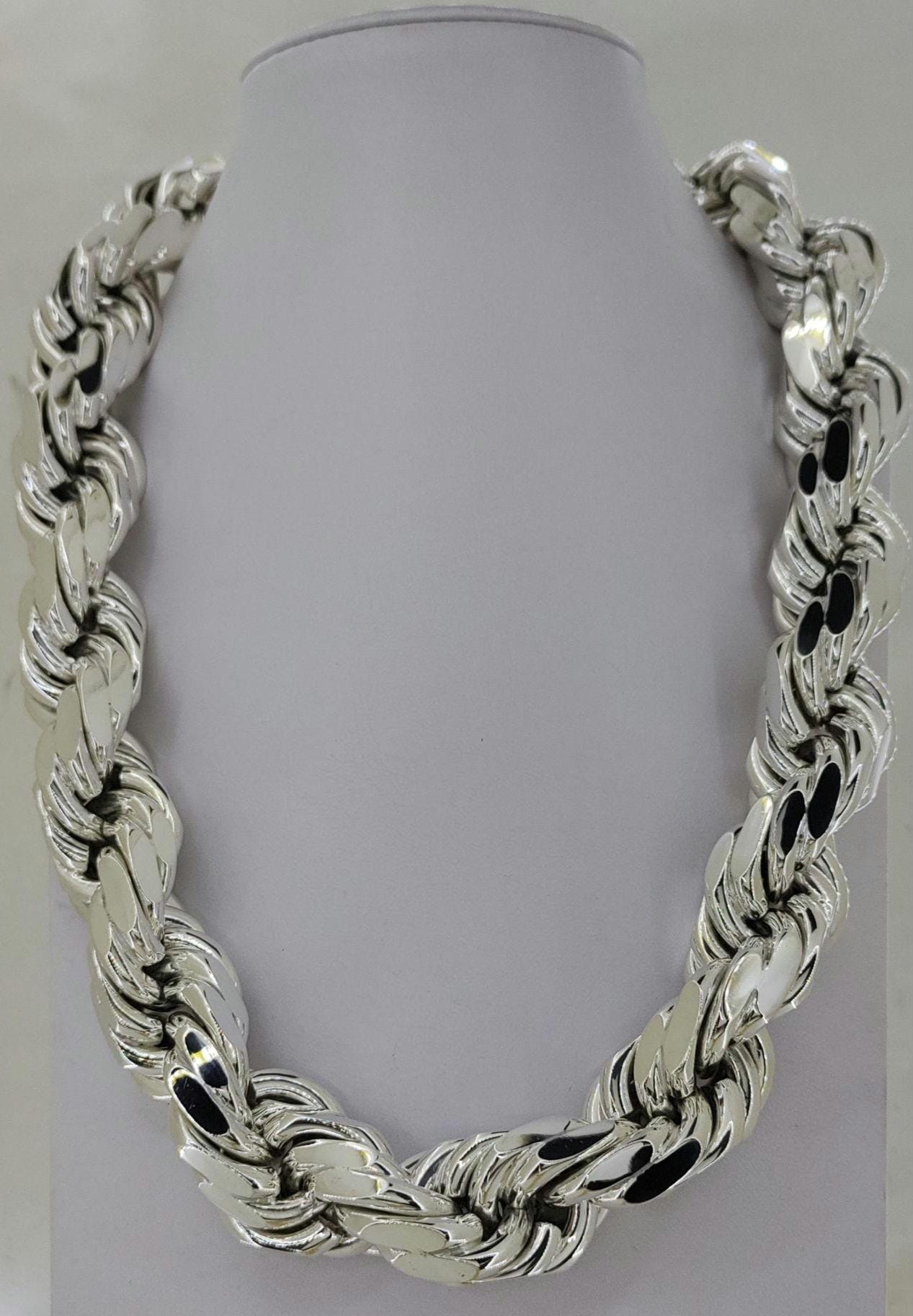 24mm Diamond Cut Sterling Silver Rope Chain - Etsy Canada