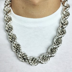 17mm /20mm hollow Sterling Silver 925 Rope Chain, HEAVY ROPE CHAIN