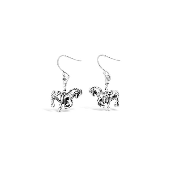 New Orleans City Park Carousel Horse Earrings by New Orleans Native Designer, Cristy Cali, solid sterling silver