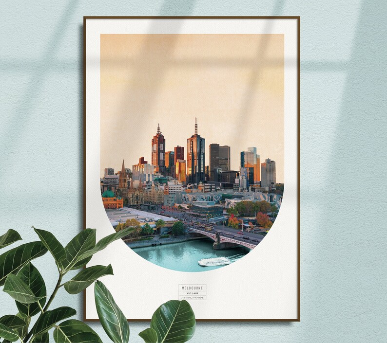 Melbourne Skyline Art Print Melbourne Travel Poster Wall Etsy