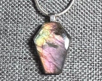 Dainty Rainbow Labradorite necklace, witch wear, goth gift, gifts for her, anniversary gift, pagan wicca handfasting, witchy gifts