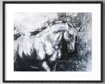 Horse Art Print, Equine Art, Horse Painting, Abstract Horse Painting, Farmhouse Decor, Wild Horse Print, Animal Art, Contemporary Art