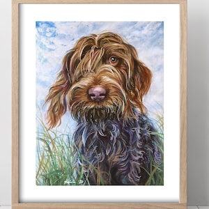 Wirehaired Pointing Griffon Watercolor, Pointing Griffon Art Print, Hunting Dog Painting, Pet Portrait Gift, Dog Lovers