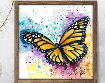 Monarch Butterfly Art, Colorful Insect Print, Butterfly Watercolor, Animal Art, Wildlife Art, Butterfly Gift