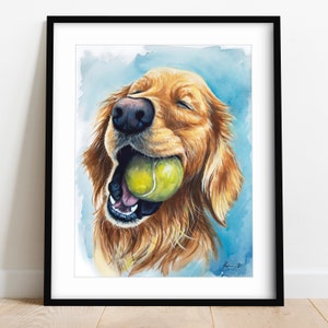 Golden Retriever Art Print, Golden Retriever Painting, Pet Portrait Gift, Golden Retriever Gift, Watercolor Pet Painting, Pet Lovers Art