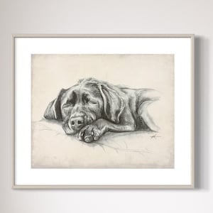 Sleeping Labrador Puppy Art Print, Minimalist Nursery Decor
