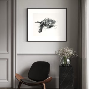 Sleeping Labrador Retriever Art Print, Vintage Style Dog Drawing image 4