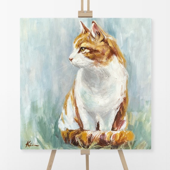 Tabby Art Print Cat Painting Pet Portrait Animal Art Cat Etsy