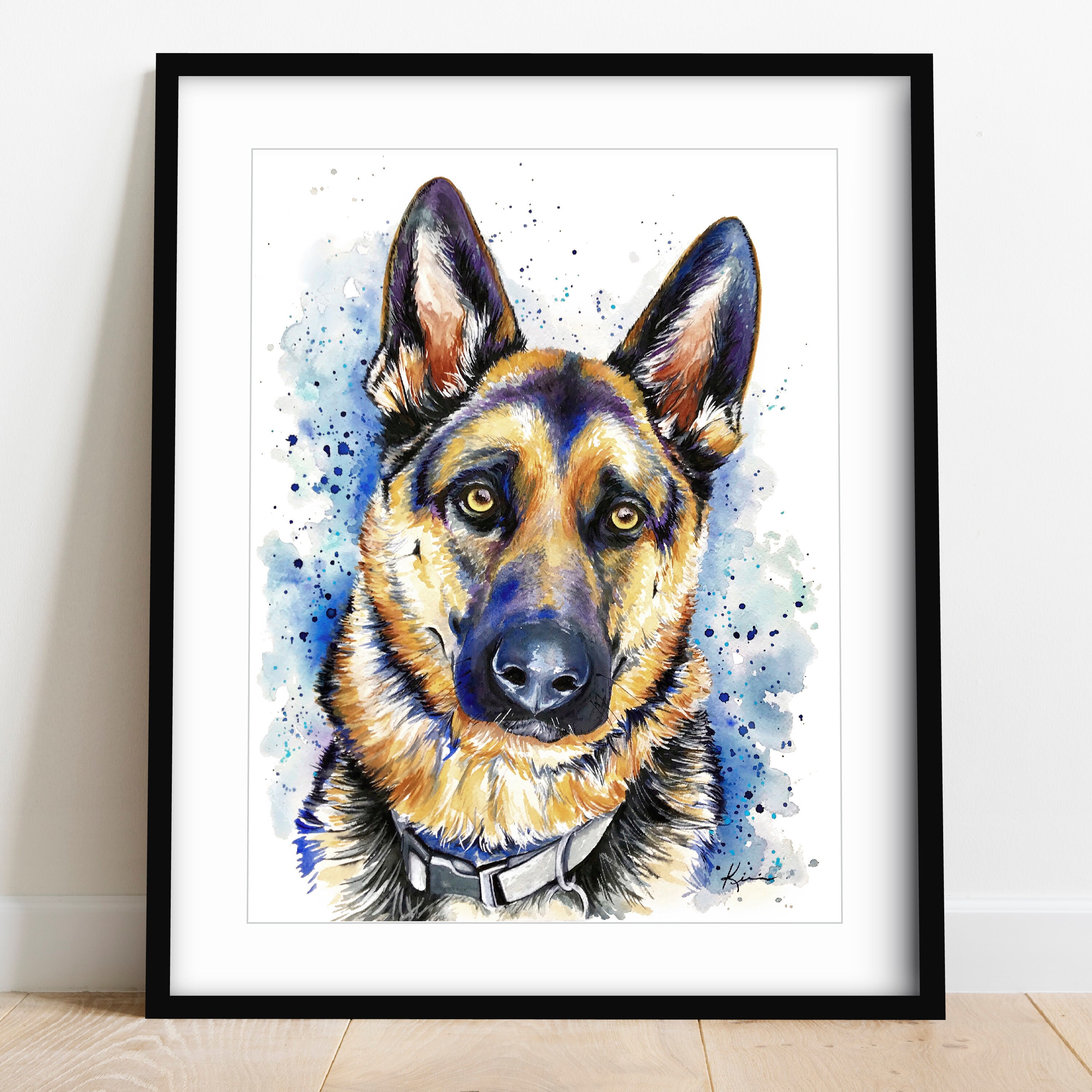 German Shepherd Dog Art Print Pet Portrait German Shepherd | Etsy