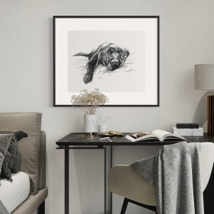 Sleeping Labrador Retriever Art Print, Vintage Style Dog Drawing image 2