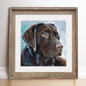 Chocolate Lab Art Print, Labrador Retriever Art Print, Lab Puppy Art, Pet Portrait, Animal Art, Lab Gifts