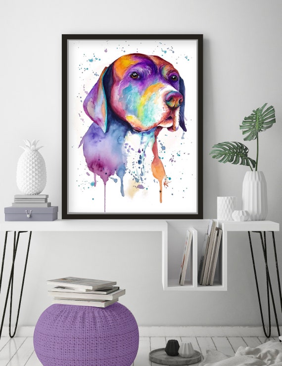 German Shorthaired Pointer Art Print Colorful Pet Portrait Etsy