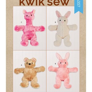 Kwik Sew Craft Pattern 4357 Plush Animals Teddy Bear and | Etsy