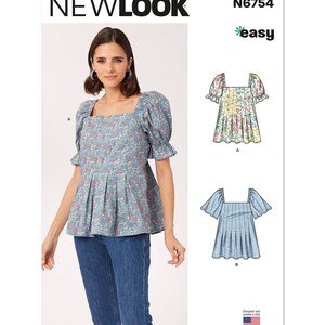 New Look Pattern 6754, Misses&#39; Top With Sleeve Variations, Sizes 8-18 UNCUT Sewing Pattern