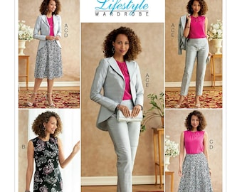 Butterick Pattern 6718, Misses' Jacket, Dress, Top, Skirt, & Pants, Sizes, 6-8-10-12-14, UNCUT Pattern