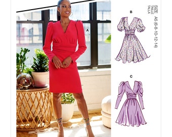 McCall's Pattern 8176, Misses’ Retro 80's Style Dress, Sizes 6-8-10-12-14, UNCUT Sewing Pattern