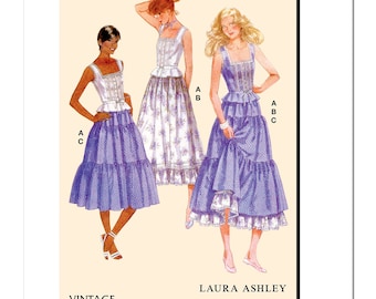 McCall's Pattern 8306, Misses’ Top and Skirts by Laura Ashley, Sizes, 6-8-10-12-14, and 16-18-20-22-24, UNCUT Sewing Pattern
