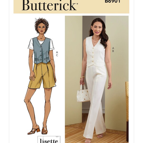 Butterick Pattern 6901, Misses’ Vest, Pants and Shorts, Size 6-8-10-12-14, UNCUT Sewing Pattern