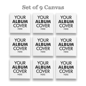 Musikalbum Cover Leinwanddruck, Set mit 9 personalisierten Musikalbum Kunstwerken, quadratische Größe gewickelt Leinwand Wandkunst