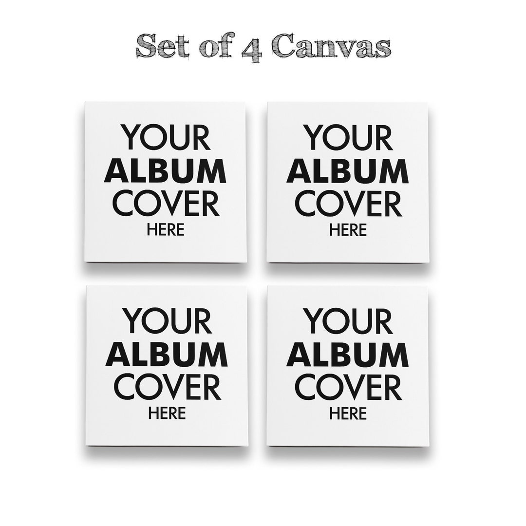 Music Album Cover Canvas Print, Set of 4 Personalized Music Album