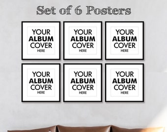 Set Of 6 Album Covers,Paper Posters, Personalized Music Paper Posters, Square Size 8x8 in, Quality Music Print