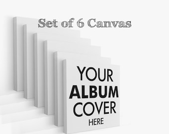 Set Of 6 Album Covers, Wrapped Canvas, Personalized Music Canvas, Square Size, 8x8in, 12x12in, 16x16in Quality Music Print