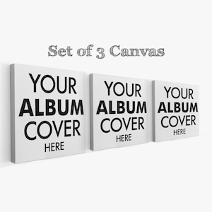 3er Set Album-Cover, gewickelte Leinwand, personalisierte Musikleinwand, quadratische Größe 8 x 8 Zoll, 12 x 12 Zoll, 16 x 16 Zoll, hochwertiger Musikdruck