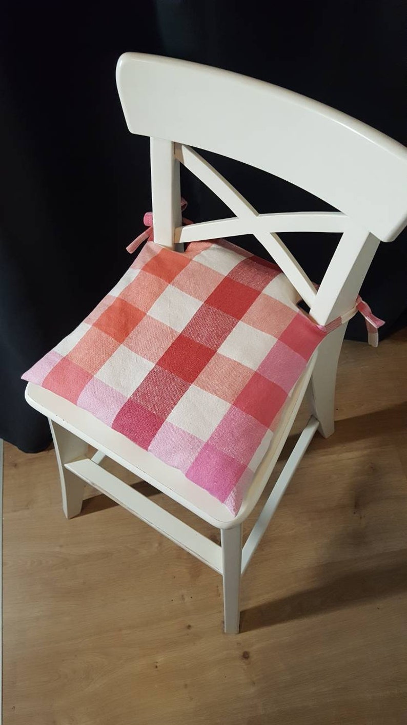 Children's chair cushion for the INGOLF children's chair from IKEA Rosa kariert