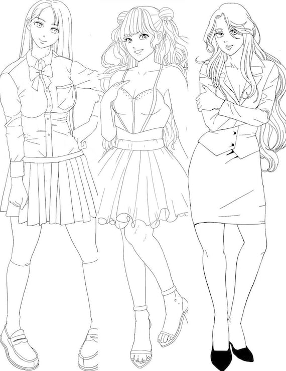   Anime Girl Coloring Pages Full Body Best