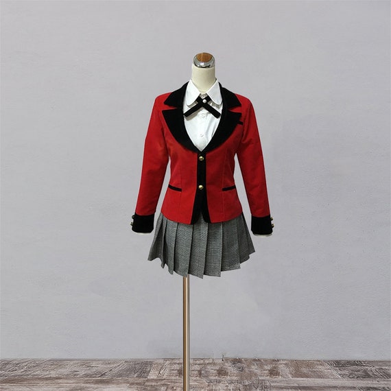 Anime Kakegurui Jabami Yumeko Cosplay Costume Japanese Red Full