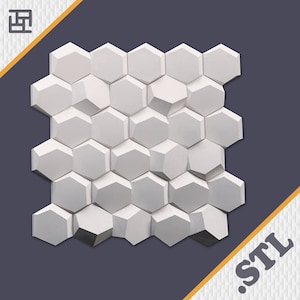 Wandpaneel 3D STL-Modell HEXAGONS (Digitales Modell) | STL 3D-Modell für CNC-Fräse, CNC-Maschine, Fräsmaschine, STL-Dateiformat