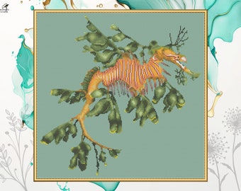 Leafy Seadragon Cross Stitch Pattern, Marine Underwater Sea Life Embroidery Chart, Pattern Keeper Compatible, Printable PDF Digital Download