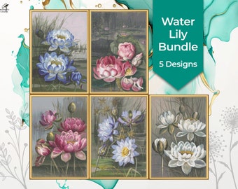 Water Lily Cross Stitch Pattern Bundle, Flower Embroidery Set, Ellis Rowan, Pattern Keeper Compatible, Printable PDF Digital Download