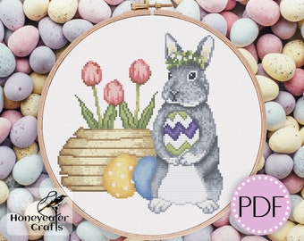 Easter bunny cross stitch pattern, Modern cross stitch bunny, Baby animal cross stitch, Cute rabbit cross stitch Nature cross stitch gifts 1