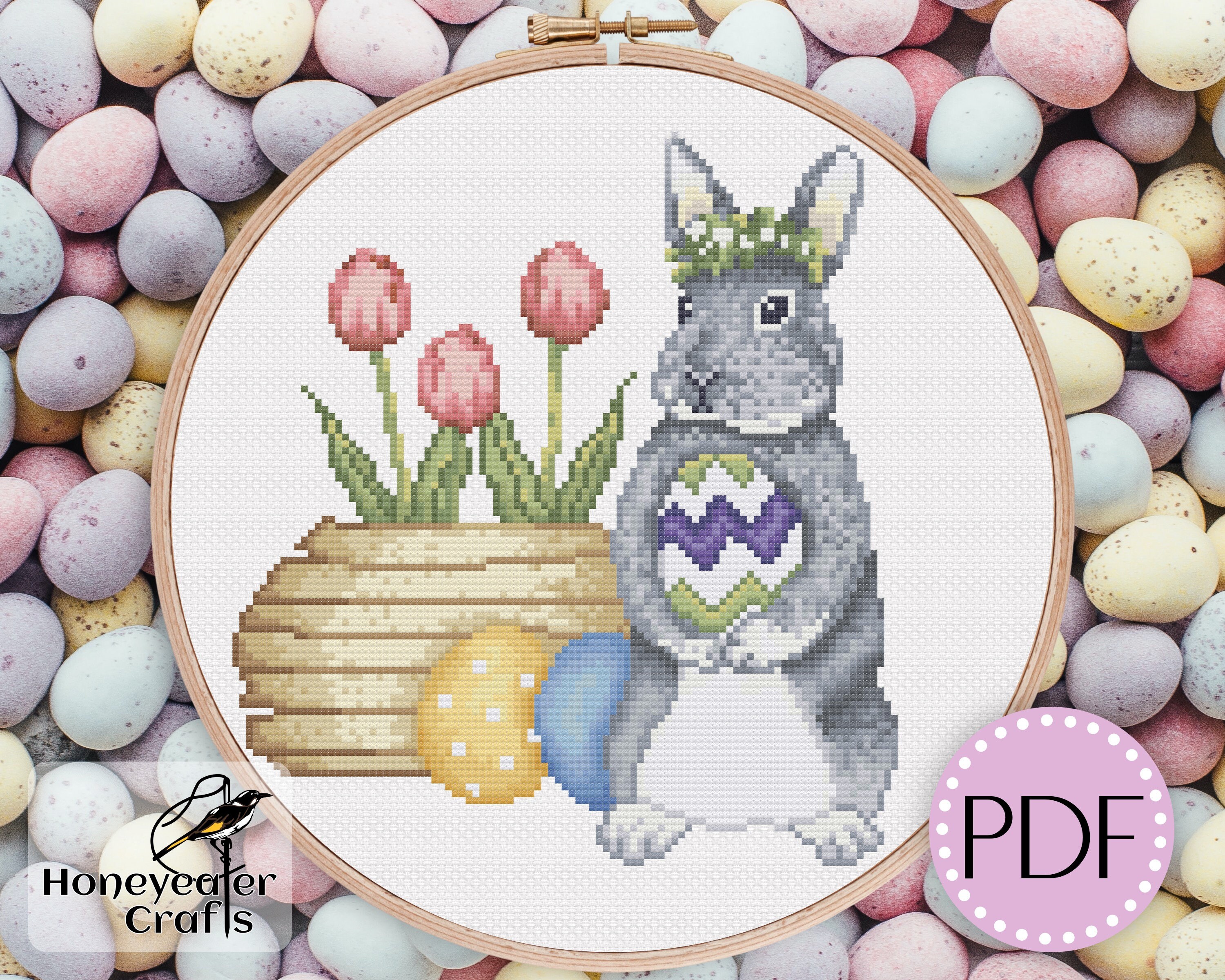 Easter bunny cross stitch pattern Modern cross stitch bunny | Etsy