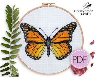 Monarch butterfly cross stitch pattern, Modern cross stitch butterflies Animal cross stitch Insect cross stitch Nature cross stitch 1
