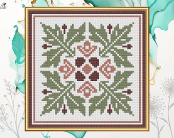 Floral Cross Stitch Pattern, Abstract Plant Embroidery, George Audsley, Pattern Keeper Compatible, Printable PDF Digital Download 6
