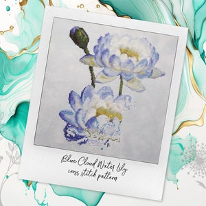 Social proof of the stitched Blue Cloud Water Lily.