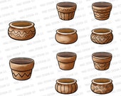 Flower Pot Cliparts, Plant Container Graphics, Ceramics, Planting, Garden Designs, Doodle Pot Clip Art, Plant Pots PNG, Cute Cartoon Clipart